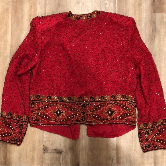 Vintage Lawrence Kazer Beaded Silk Crop Jacket - Picture 8 of 16